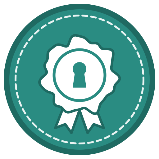 Ribbon badge with a keyhole representing the security ceremony